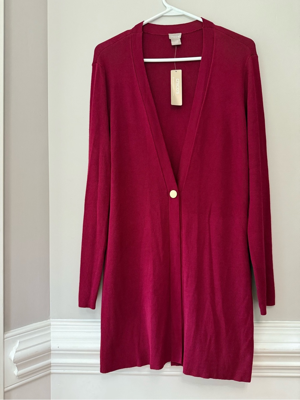 Chico's Long Single-Button Mulberry Cardigan Size 1 US 8-10